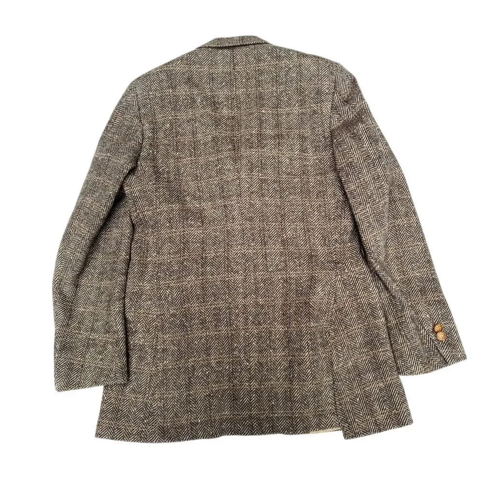 Vintage Ivy Prep Classic Professor Brown Wool Tweed Jacket Blazer Sport Coat 40L